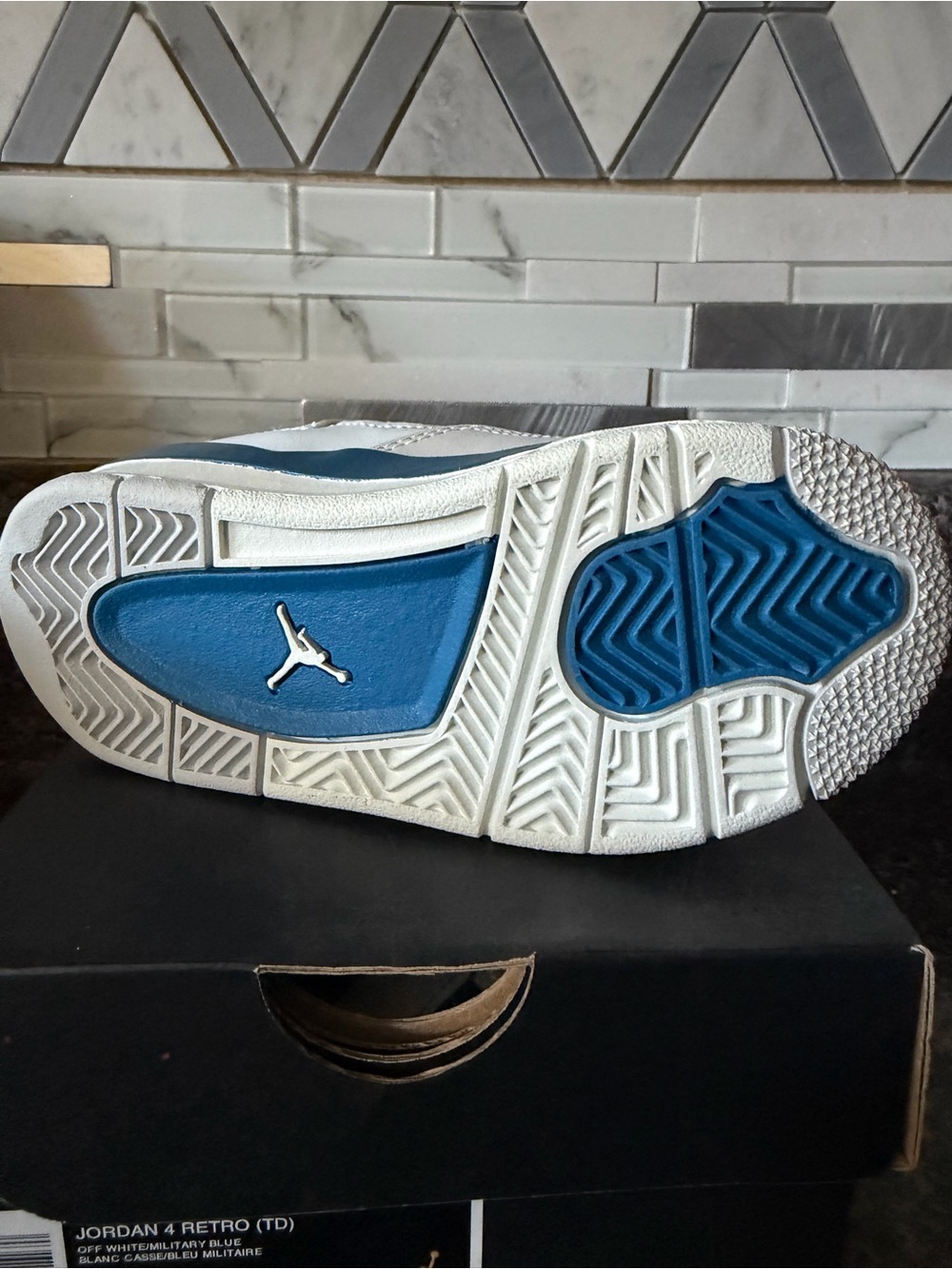 Jordan Kids Sneakers in White and Blue with Jumpman Outsole